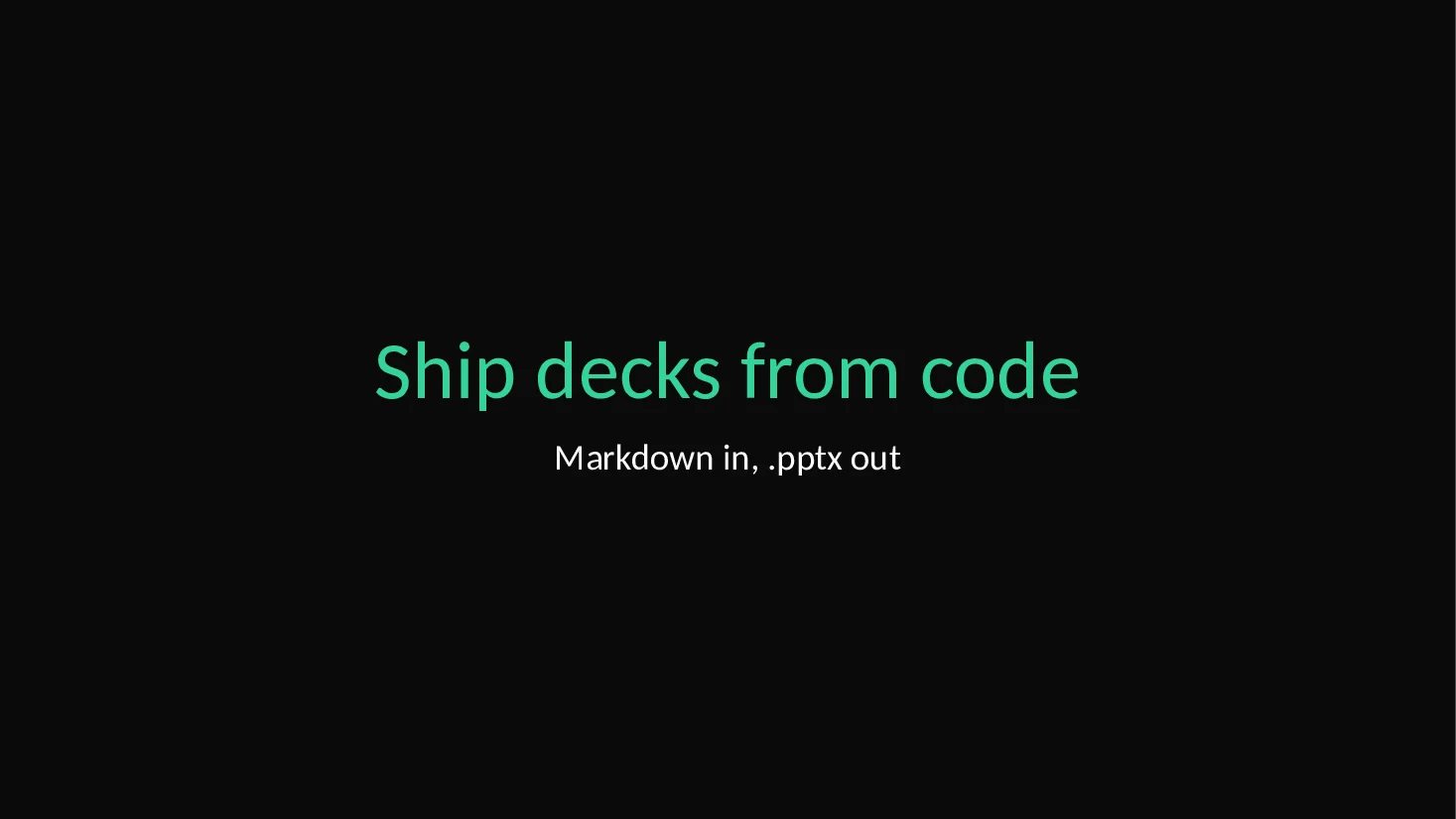 Title slide of the Markdown deck with the midnight theme
