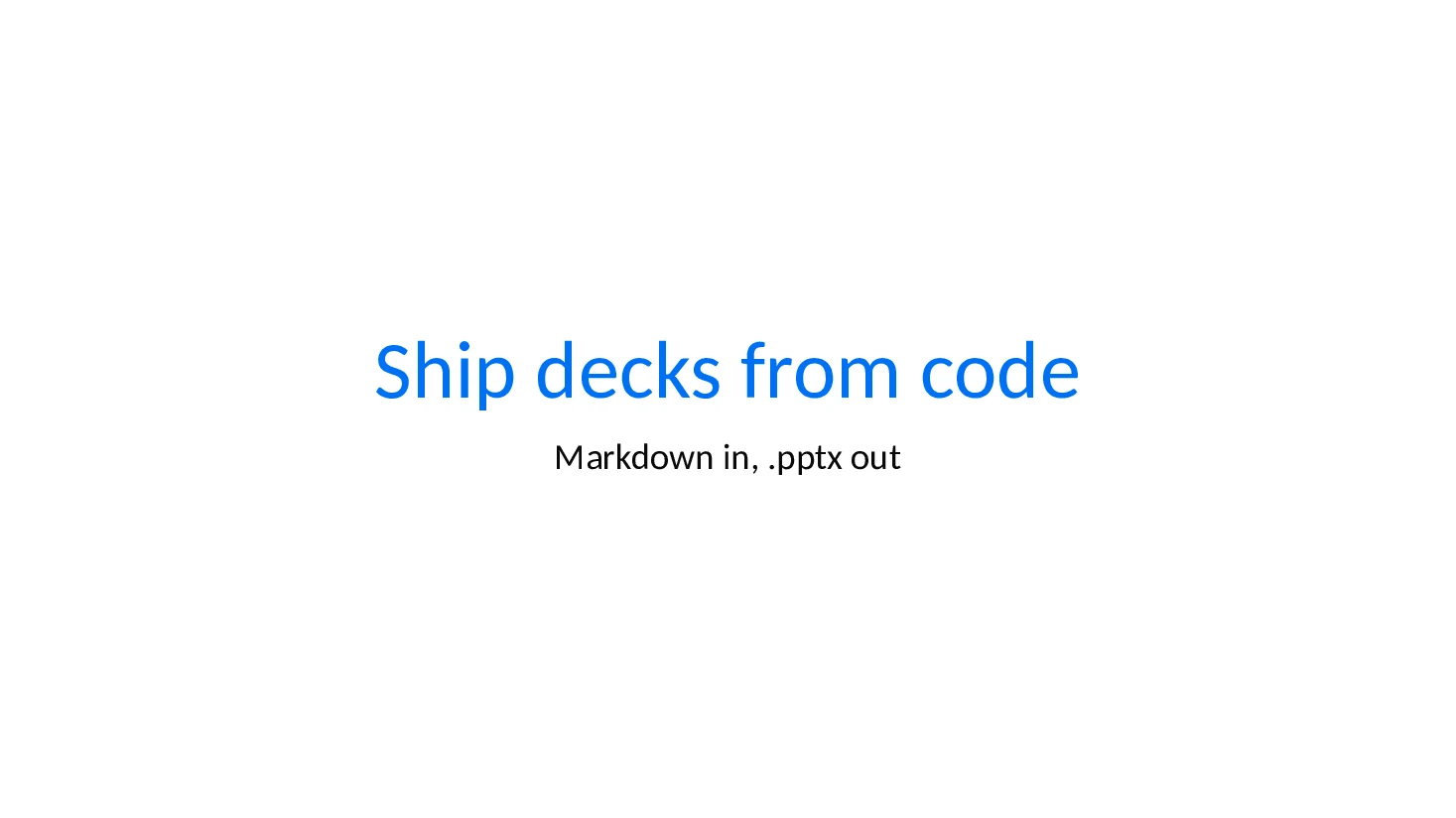 Title slide of the Markdown deck with the mono theme