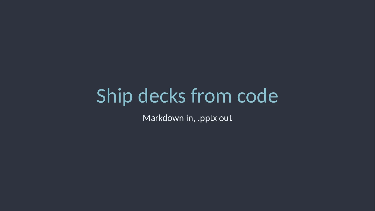 Title slide of the Markdown deck with the nord theme