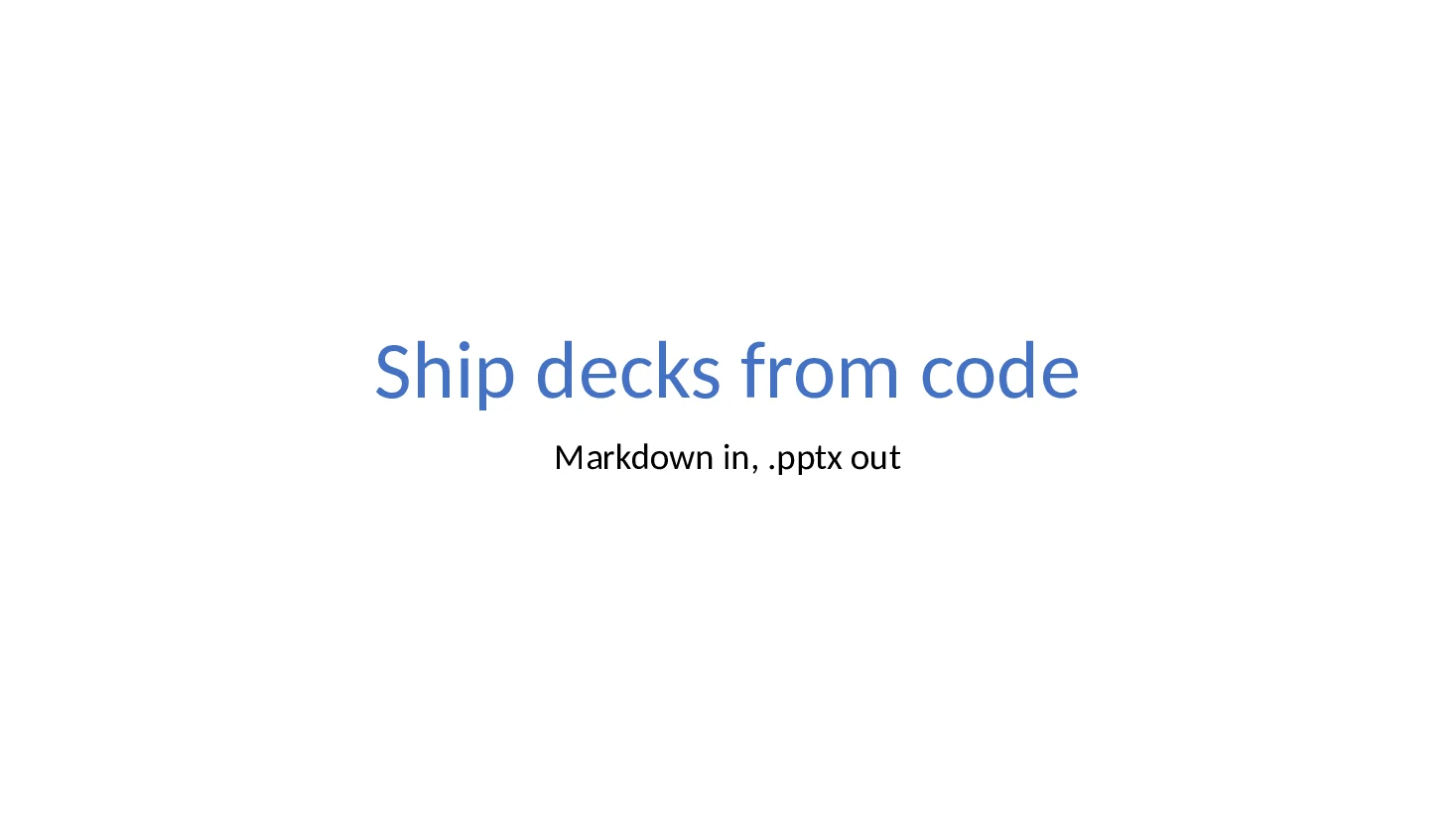 Title slide of the Markdown deck with the office theme
