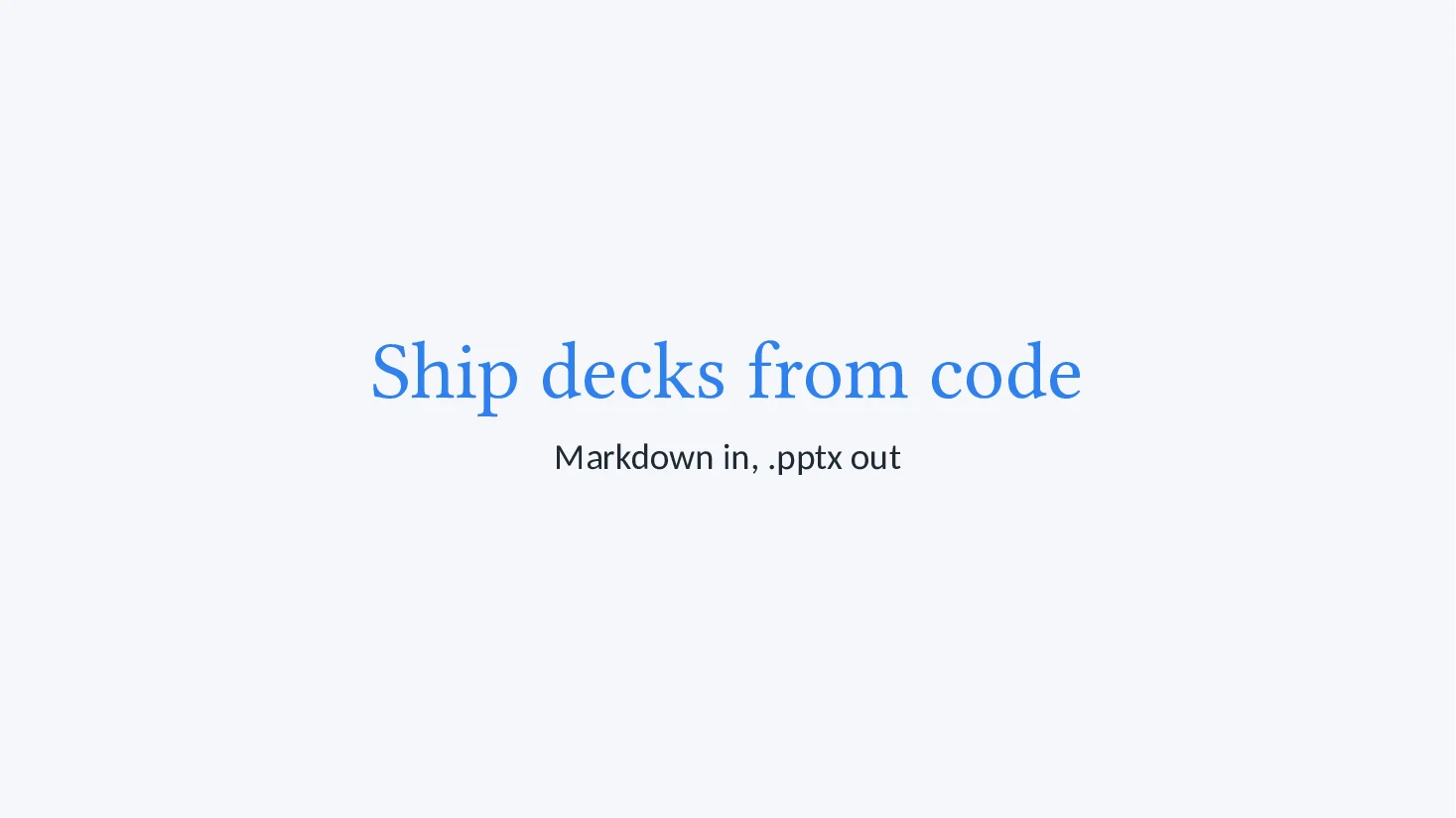 Title slide of the Markdown deck with the slate theme